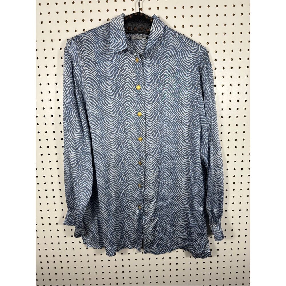 Basler silk wavy button down blouse size L